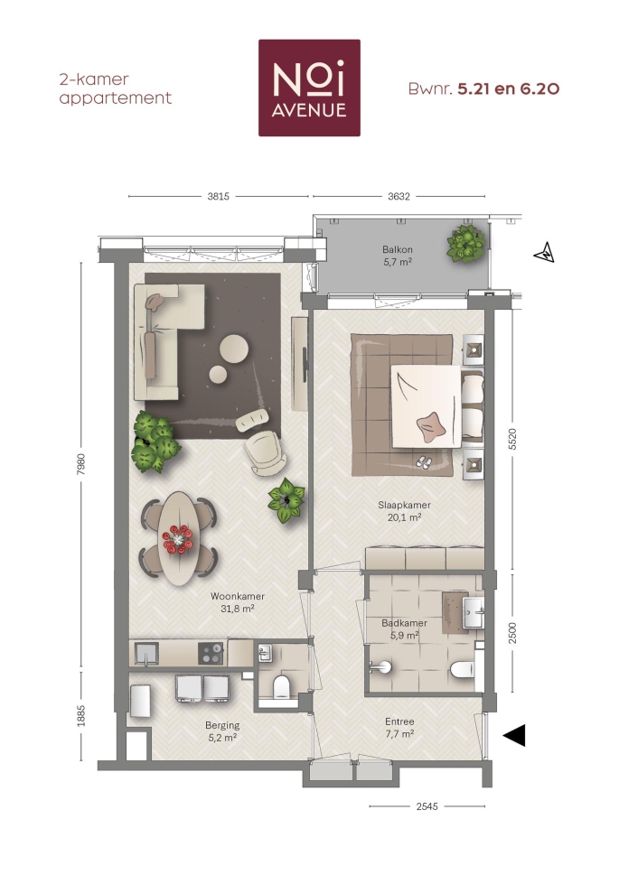 NOI Avenue, Type C15, 2-kamers, bouwnummer: 6.20, 's-Gravenhage