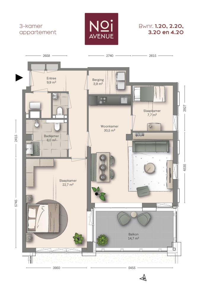 NOI Avenue, Type C7, 3-kamers, bouwnummer: 2.20, 's-Gravenhage