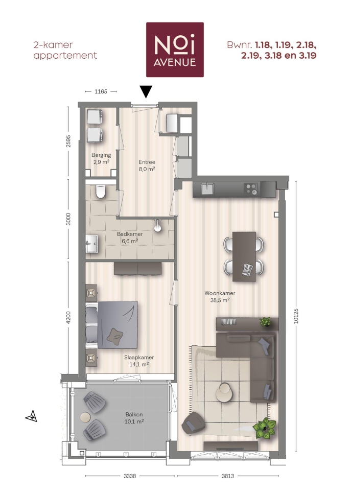 NOI Avenue, Type C9, 2-kamers, bouwnummer: 2.18, 's-Gravenhage