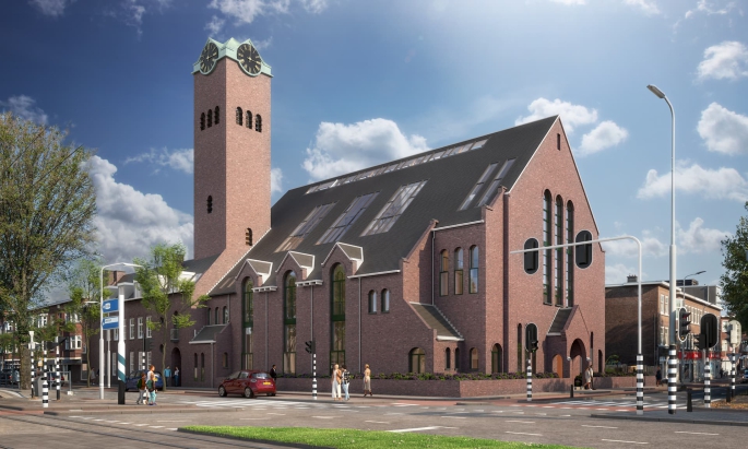 Valkenboskerk Den Haag, Tussen woningen met vide, 's-Gravenhage