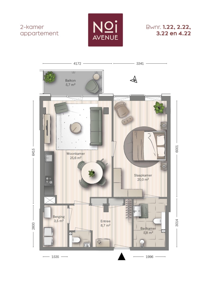 NOI Avenue, Type B4, 2-kamers, bouwnummer: 3.22, 's-Gravenhage