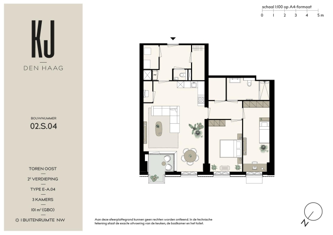 KJ Den Haag fase 2,3 en 4, KJ Den Haag - Fase 4 - 3 kamer appartement, bouwnummer: 2.S.04, 's-Gravenhage